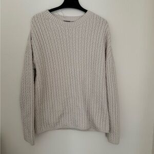 Elegant Beige Cable Knit Sweater